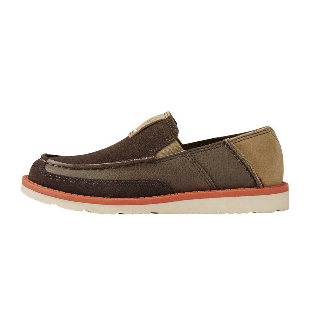 Ariat Cruiser Moccasin Chocolate Grey Leather Big Kids Shoes Size 41/2 M to 6M - Picture 3 of 5